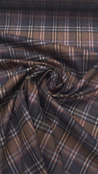 Wollen ruit bruin blauw tinten nr 9