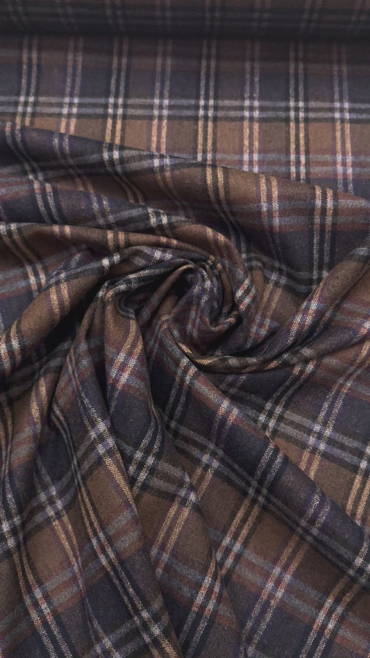 Wollen ruit bruin blauw tinten nr 9