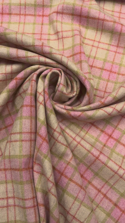 Wollen ruit groen oranje roze beige nr 6