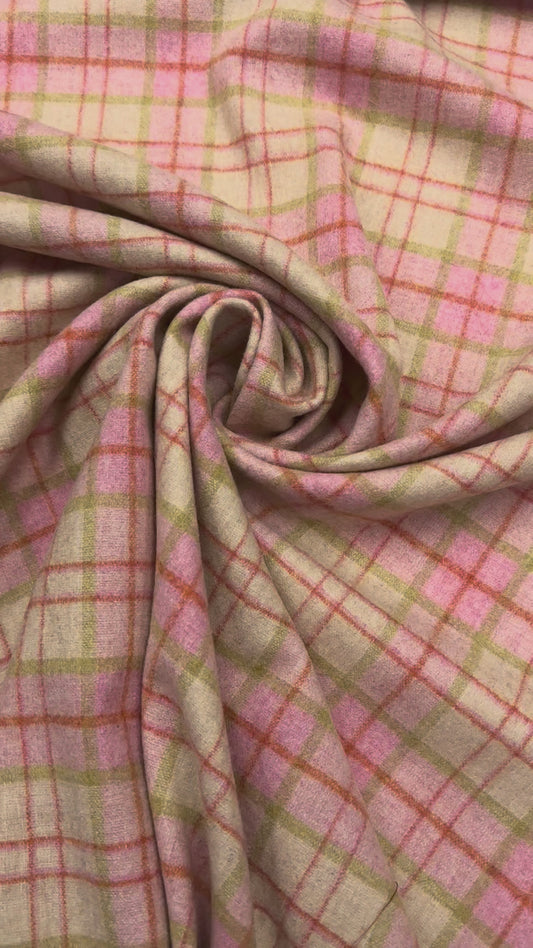 Wollen ruit groen oranje roze beige nr 6