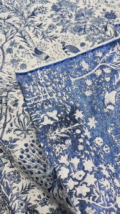 Jacquard agri landscape blue ecru