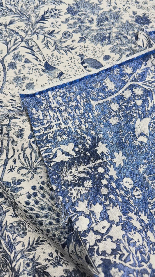 Jacquard agri landscape blue ecru