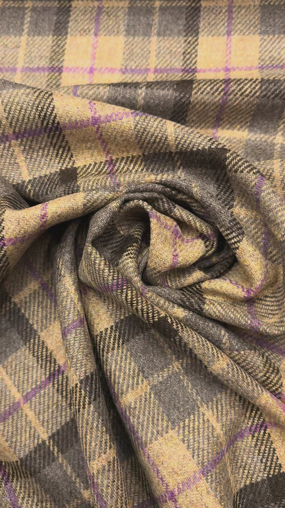 Wollen ruit oker zand paars bruin2. grijs