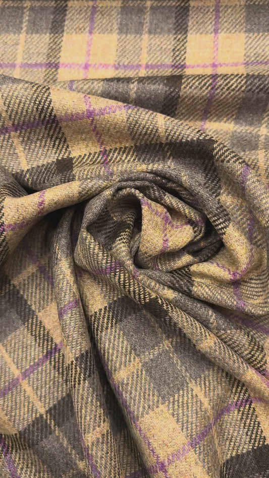 Wollen ruit oker zand paars bruin2. grijs