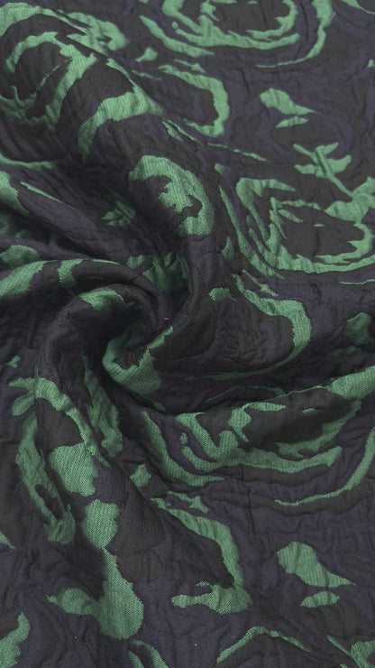 Jacquard 3 d floral blauw groen zwart