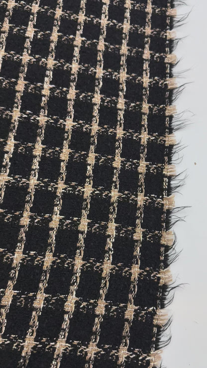 Bouclé beige zilver zwart