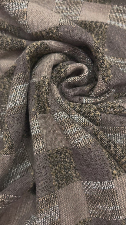 Geblokte wol blend Jaquard beige tinten