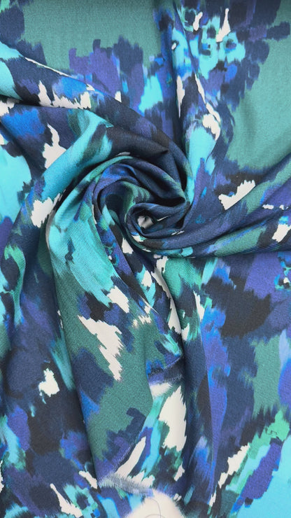 Viscose crêpe petrol abstract
