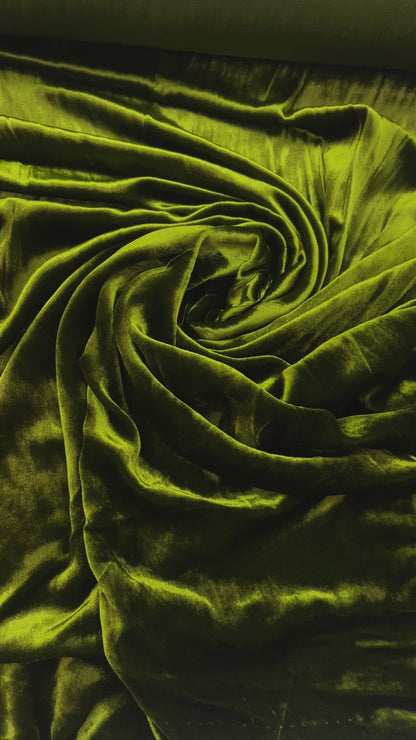 Zijden viscose velvet antiek groen