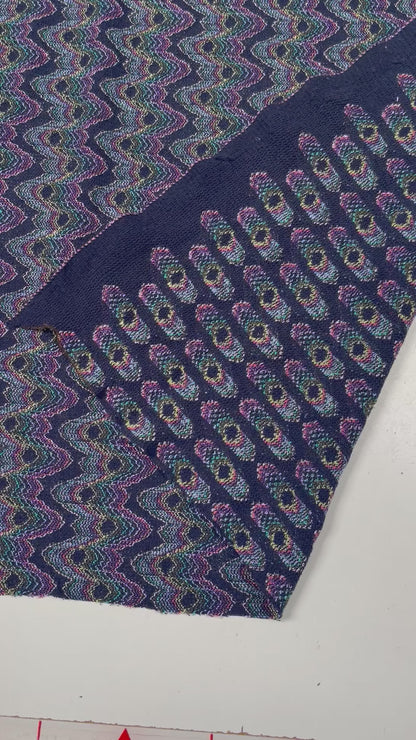 Breisel dubbeldoek zigzag blauw met kleuren en lurex