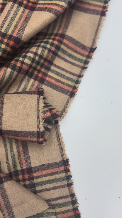 Wollen ruit beige groen oranje geel Mr 5