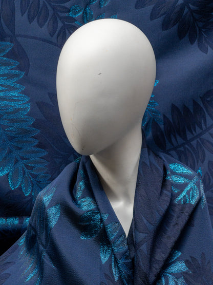 Jaquard lurex with blue leaves