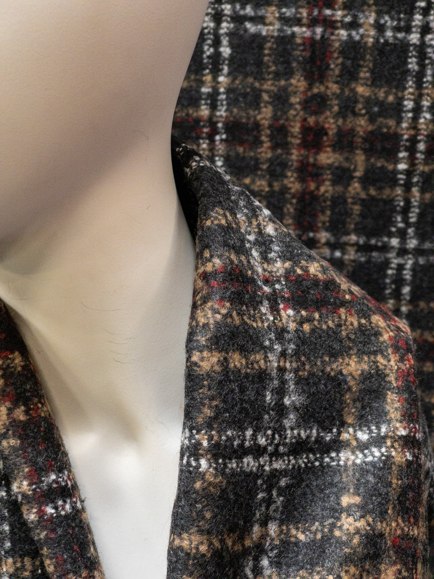 Heavy checked fabric without wool, warm tones