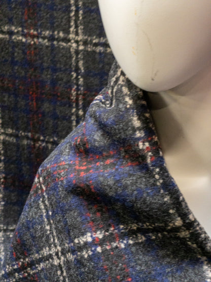 Heavy checked fabric without wool, cool tones
